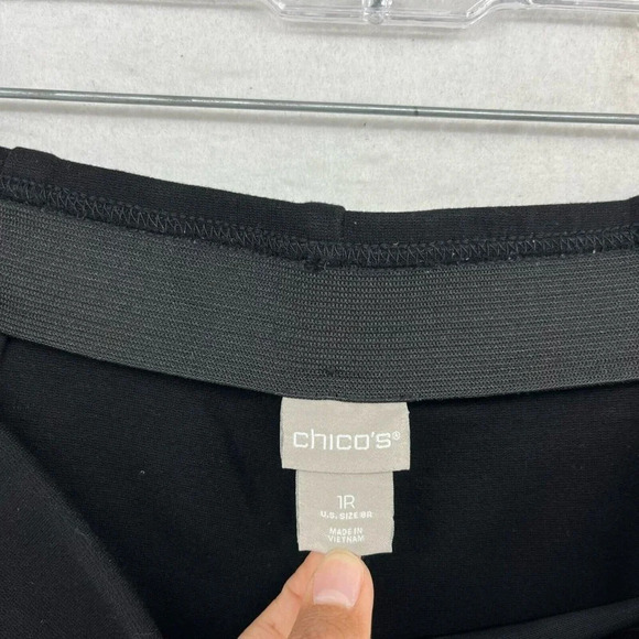 Chico's Pants Women's Sz 1R Medium Black High-Rise Elastic Waist Trouser Stretch - Picture 10 of 12